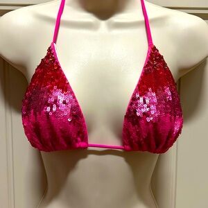 Victoria’s Secret Sequins Ombré Vibrant Pink Bikini Top